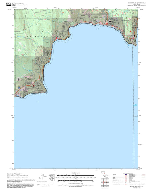 2025 Forest Service Topo Map of Kings Beach California