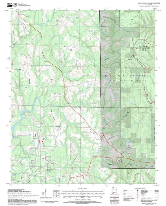 2025 Forest Service Topo Map of Kinlock Spring Alabama