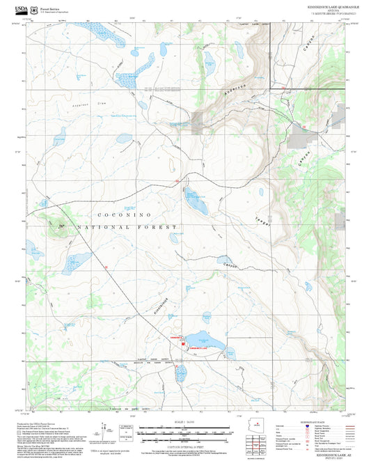 2025 Forest Service Topo Map of Kinnikinick Lake Arizona