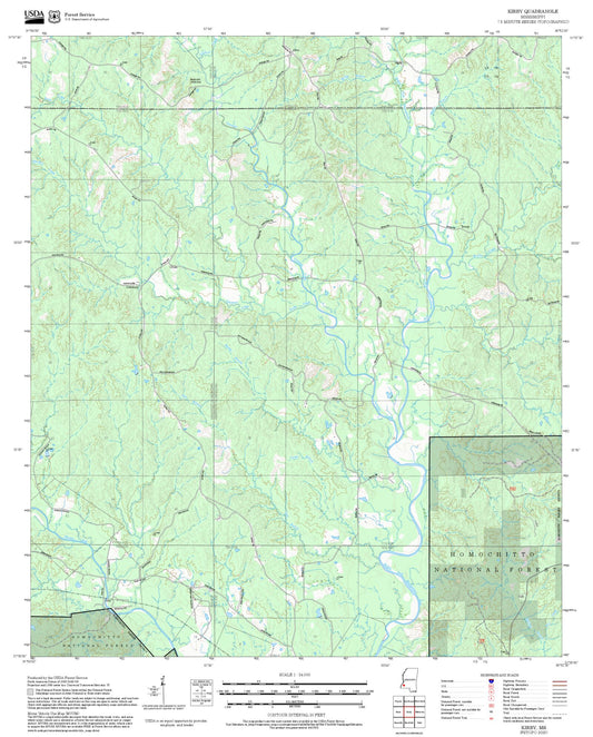 2025 Forest Service Topo Map of Kirby Mississippi