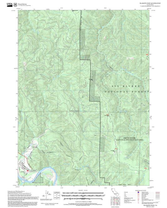 2025 Forest Service Topo Map of Klamath Glen California