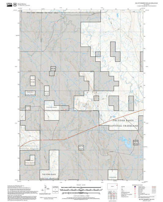 2025 Forest Service Topo Map of Klodt Reservoir Wyoming