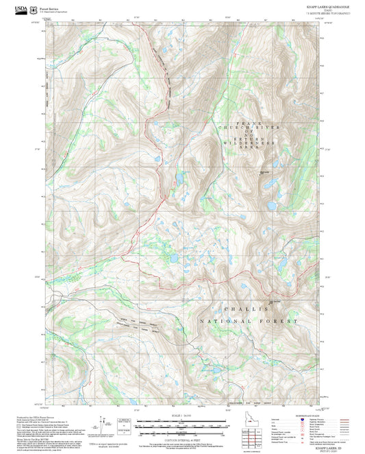 2025 Forest Service Topo Map of Knapp Lakes Idaho