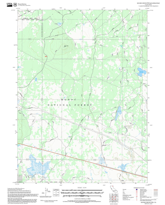 2025 Forest Service Topo Map of Knobcone Butte California