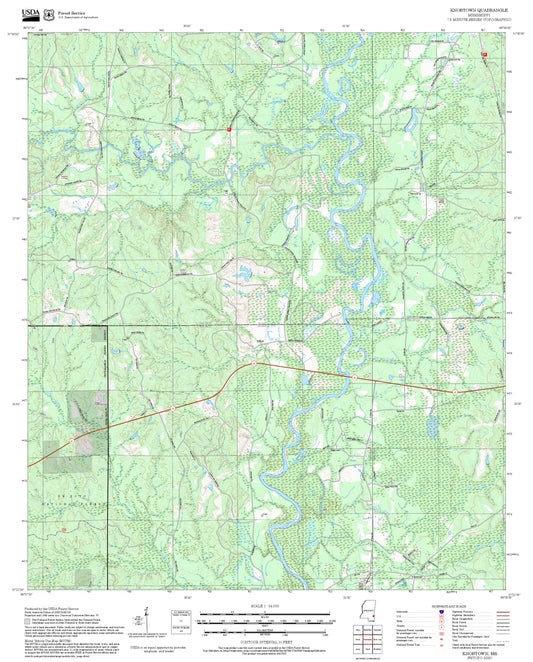 2025 Forest Service Topo Map of Knobtown Mississippi