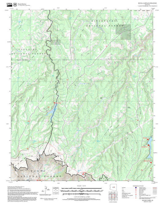 2025 Forest Service Topo Map of Knoll Lake Arizona
