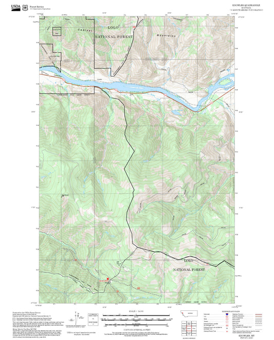 2025 Forest Service Topo Map of Knowles Montana