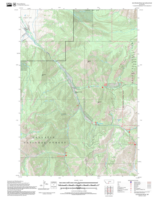 2025 Forest Service Topo Map of Knowles Peak Montana