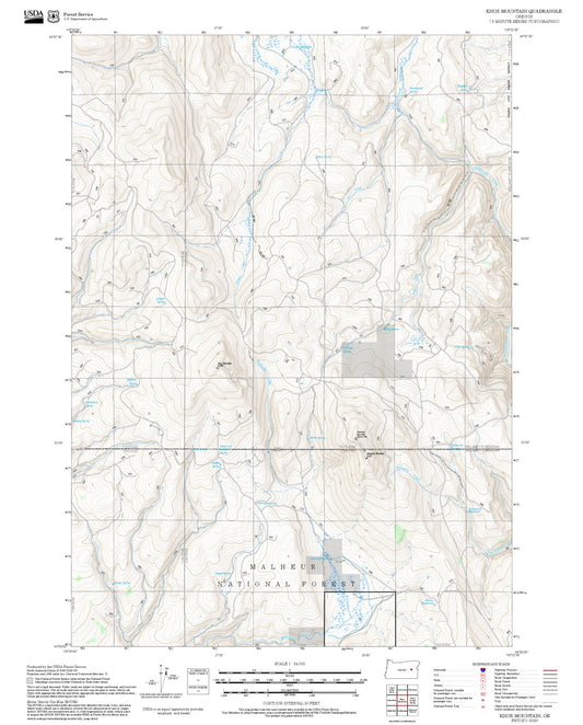 2025 Forest Service Topo Map of Knox Mountain Oregon