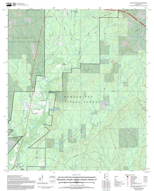 2025 Forest Service Topo Map of Knoxville Mississippi