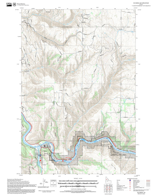 2025 Forest Service Topo Map of Kooskia Idaho