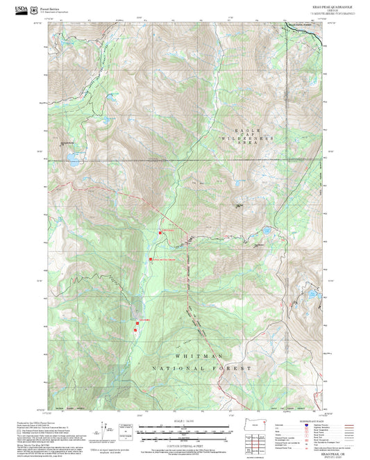 2025 Forest Service Topo Map of Krag Peak Oregon