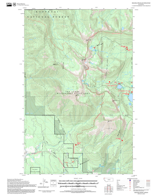 2025 Forest Service Topo Map of Ksanka Peak Montana