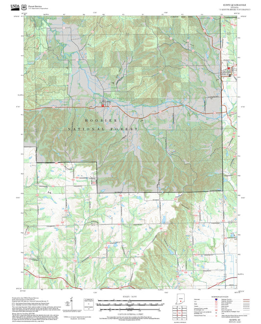 2025 Forest Service Topo Map of Kurtz Indiana