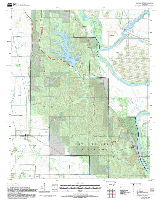 2025 Forest Service Topo Map of La Grange Arkansas