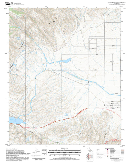 2025 Forest Service Topo Map of La Liebre Ranch California
