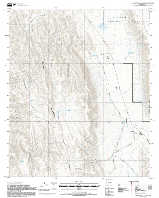 2025 Forest Service Topo Map of La Paloma Canyon New Mexico