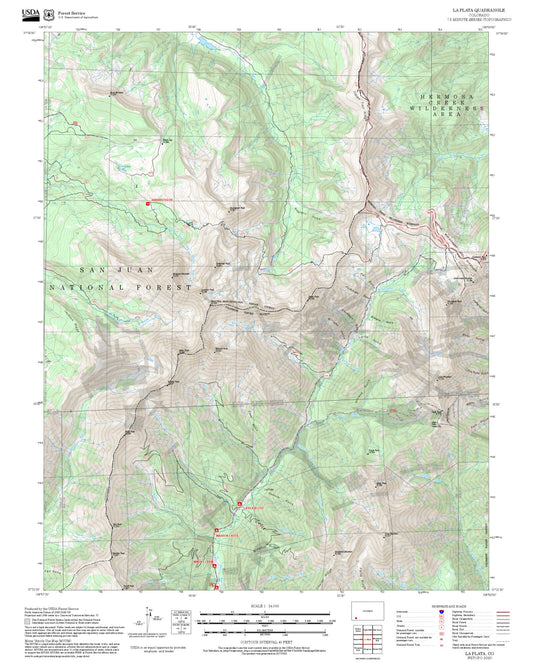 2025 Forest Service Topo Map of La Plata Colorado