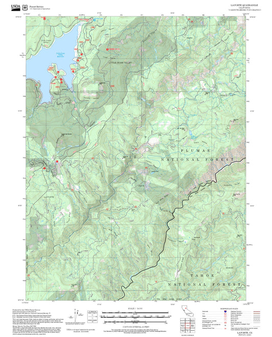 2025 Forest Service Topo Map of La Porte California