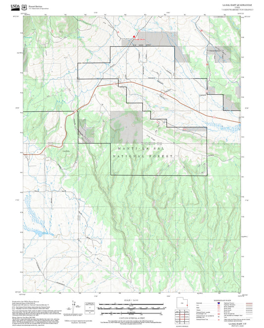 2025 Forest Service Topo Map of La Sal East Utah