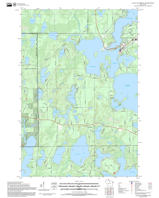 2025 Forest Service Topo Map of Lac du Flambeau Wisconsin