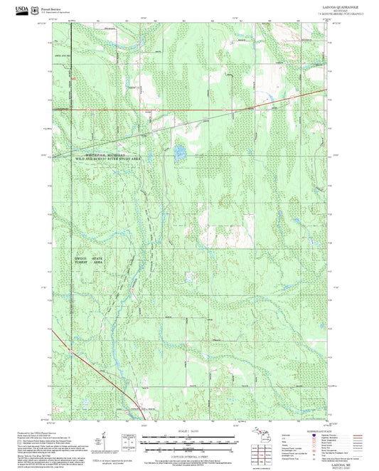 2025 Forest Service Topo Map of Ladoga Michigan