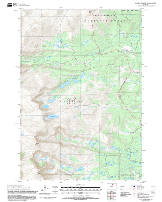 2025 Forest Service Topo Map of Lake Angeline Wyoming