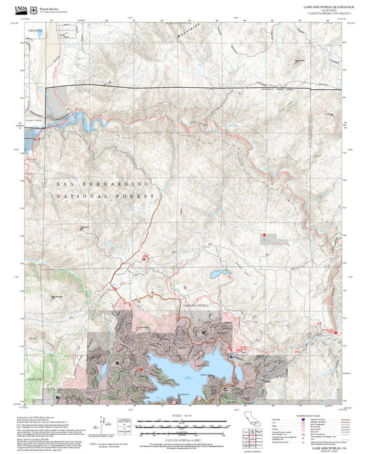 2025 Forest Service Topo Map of Lake Arrowhead California