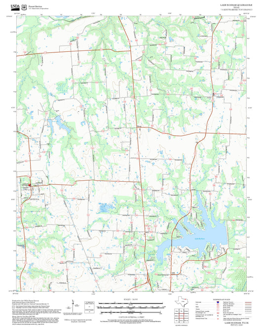 2025 Forest Service Topo Map of Lake Bonham Texas
