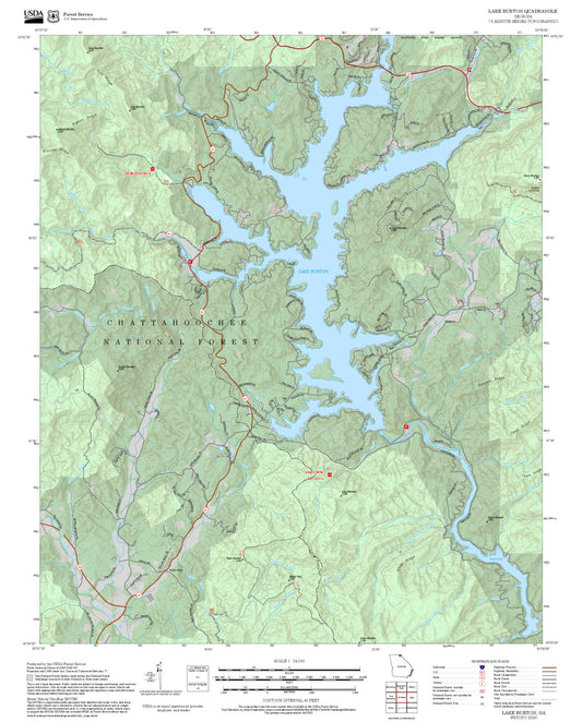 2025 Forest Service Topo Map of Lake Burton Georgia