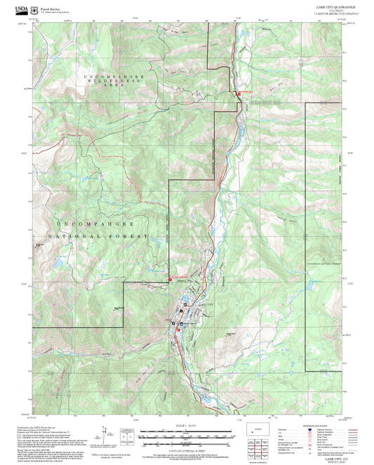 2025 Forest Service Topo Map of Lake City Colorado