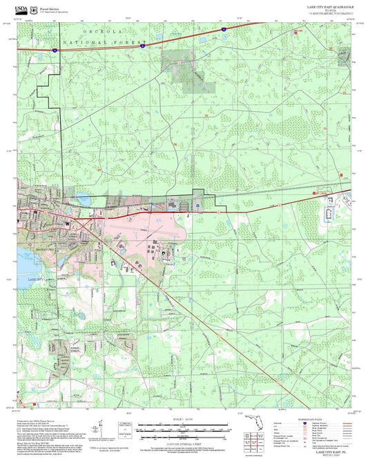 2025 Forest Service Topo Map of Lake City East Florida