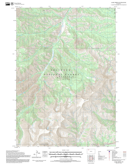 2025 Forest Service Topo Map of Lake Creek Wyoming