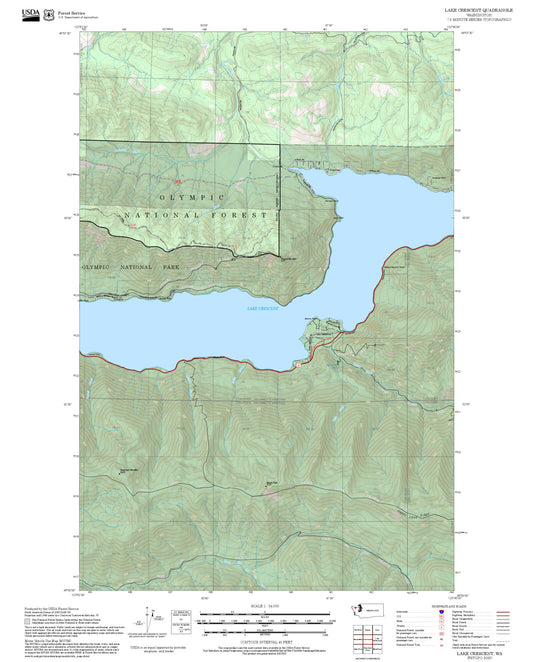 2025 Forest Service Topo Map of Lake Crescent Washington