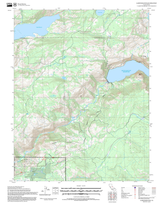 2025 Forest Service Topo Map of Lake Eleanor California