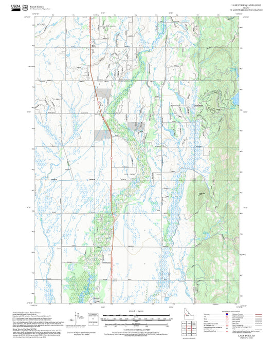 2025 Forest Service Topo Map of Lake Fork Idaho