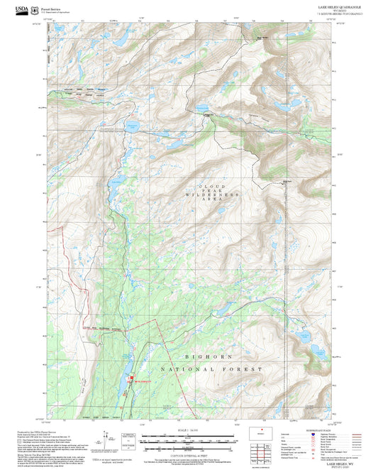 2025 Forest Service Topo Map of Lake Helen Wyoming
