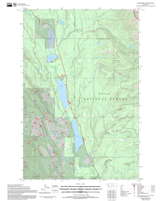 2025 Forest Service Topo Map of Lake Inez Montana