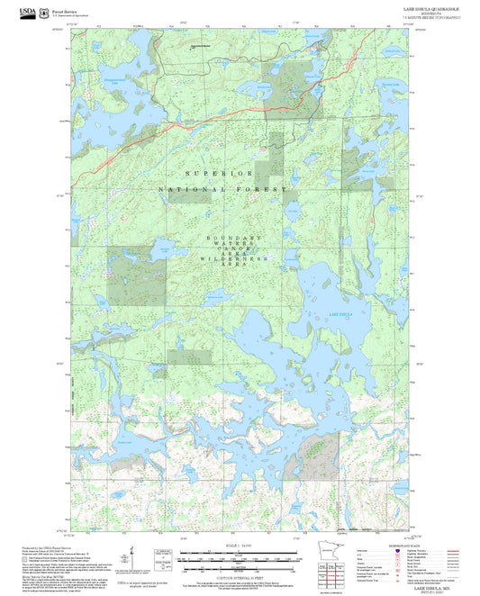 2025 Forest Service Topo Map of Lake Insula Minnesota