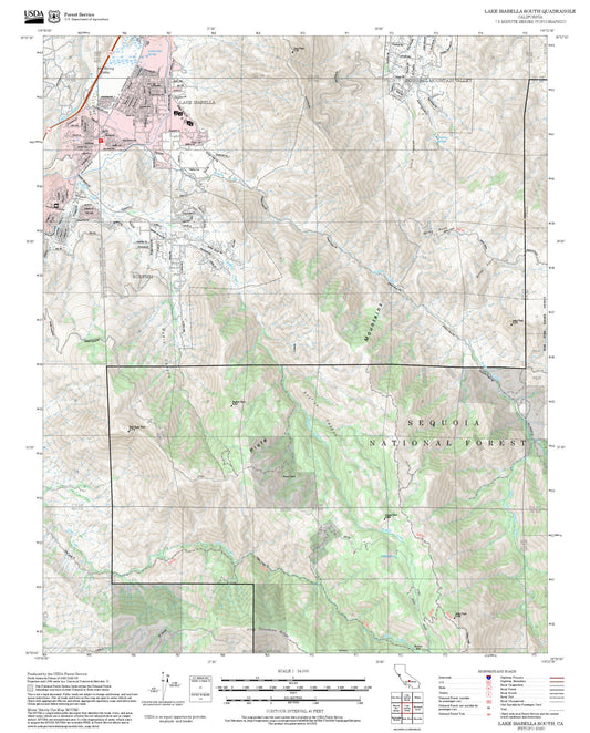 2025 Forest Service Topo Map of Lake Isabella South California