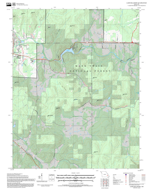 2025 Forest Service Topo Map of Lake Killarney Missouri