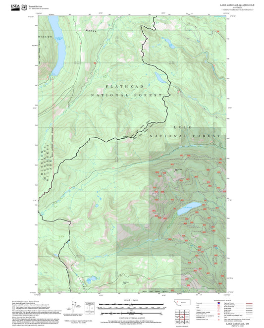 2025 Forest Service Topo Map of Lake Marshall Montana
