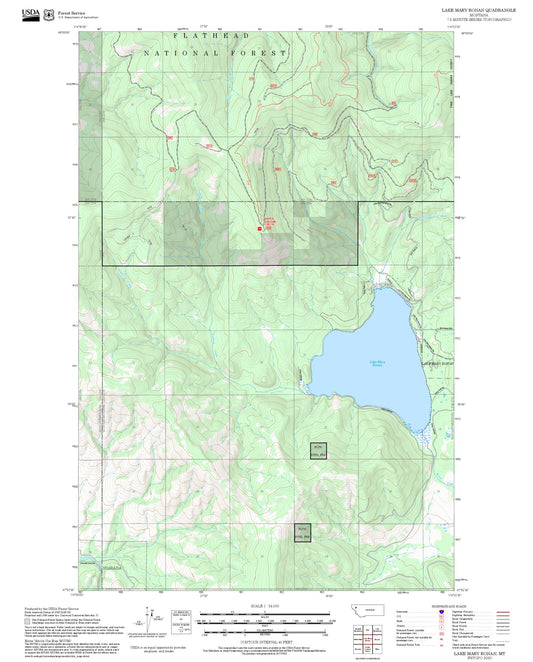 2025 Forest Service Topo Map of Lake Mary Ronan Montana