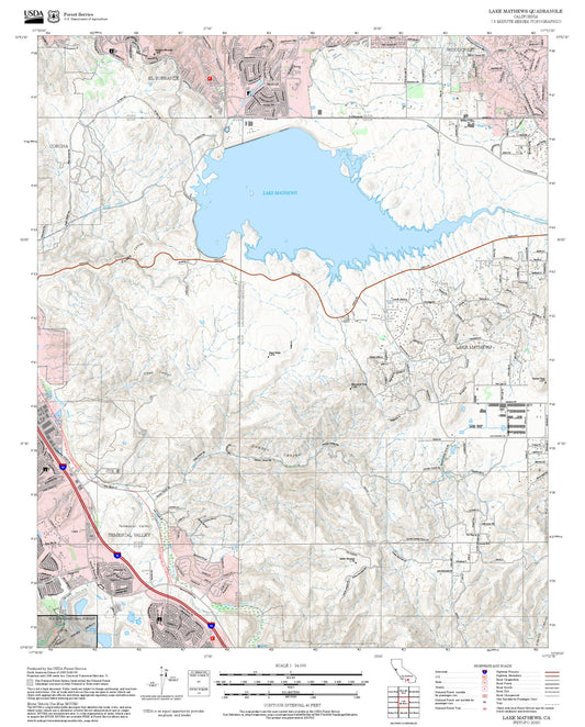 2025 Forest Service Topo Map of Lake Mathews California