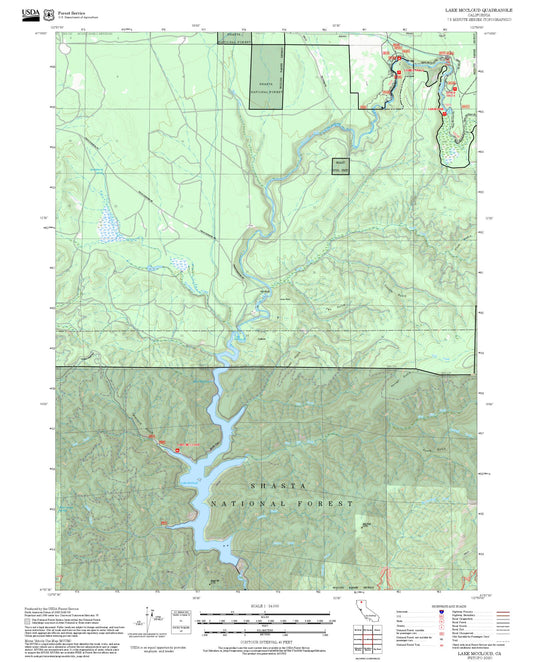 2025 Forest Service Topo Map of Lake McCloud California