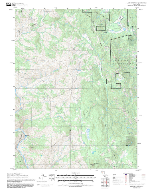 2025 Forest Service Topo Map of Lake Mountain California