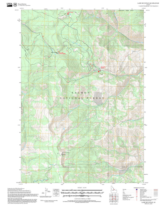 2025 Forest Service Topo Map of Lake Mountain Idaho