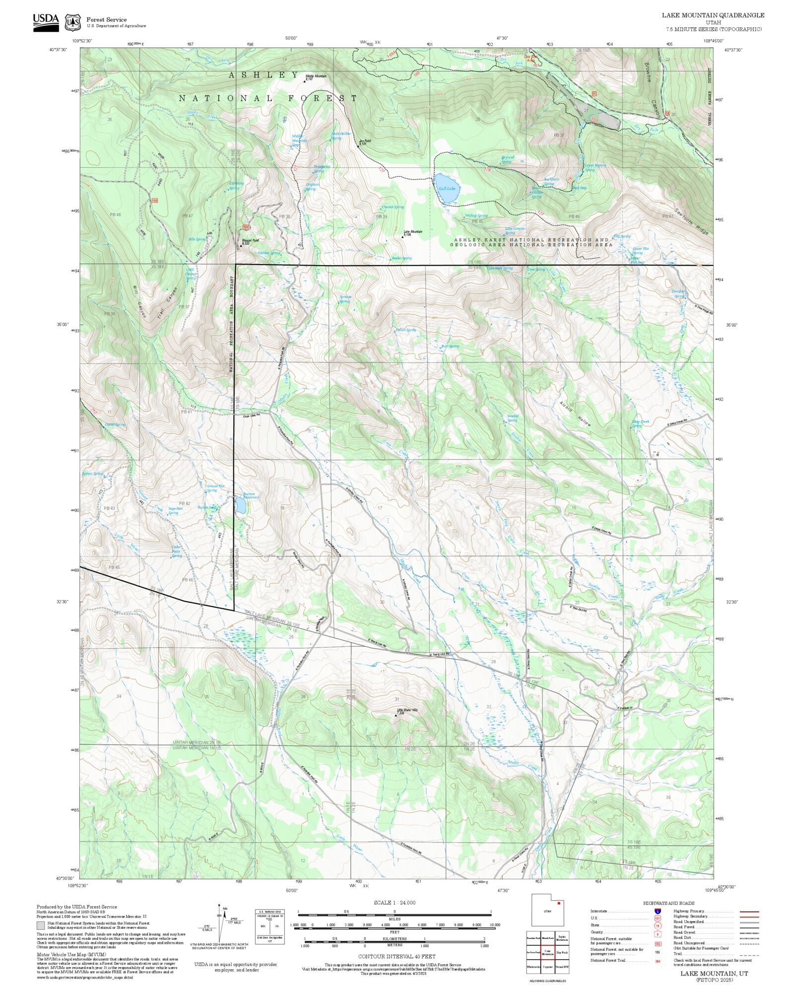 2025 Forest Service Topo Map of Lake Mountain Utah – MyTopo Map Store