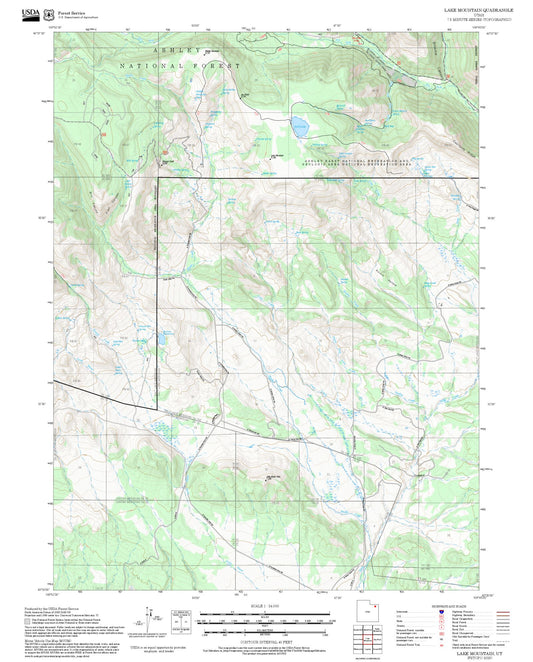 2025 Forest Service Topo Map of Lake Mountain Utah
