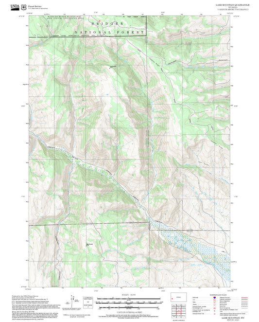 2025 Forest Service Topo Map of Lake Mountain Wyoming